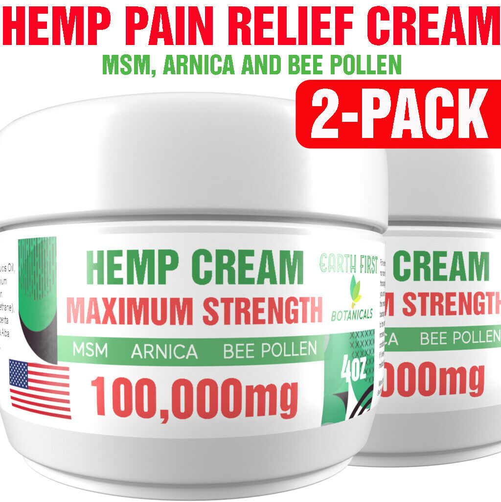 Hemp Oil Pain Relief - Works Fast - (2x 4oz) Made In USA | MSM Arnica Bee Pollen