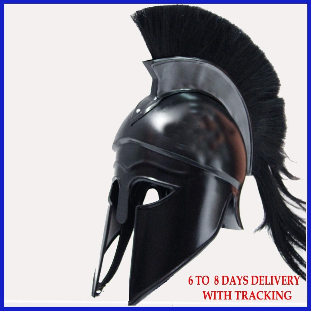 Black Plume Armor Knight Spartan. заказать Medieval Greek Corinthian Helmet...