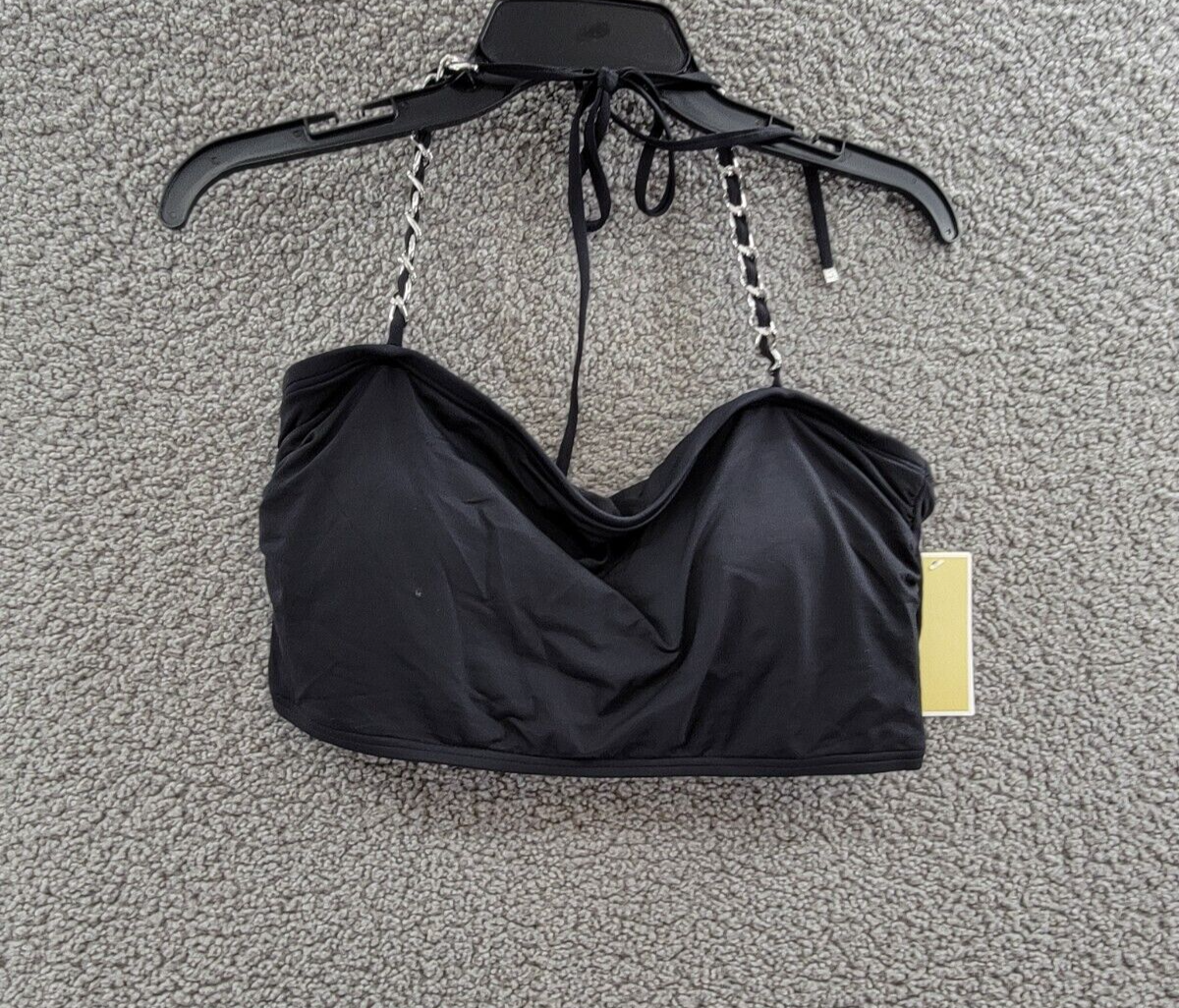 MICHAEL Michael Kors Chain-Trim Halter Longline Bikini Top Women's L Black - Picture 1 of 12