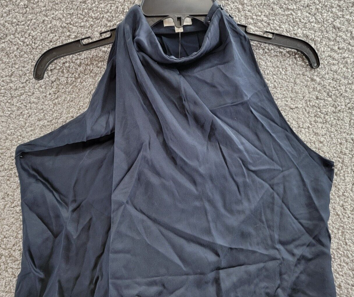 A.L.C. Erin Mock Neck Draped Top Women's 2 Dark Sapphire Sleeveless Pullover - Picture 3 of 15