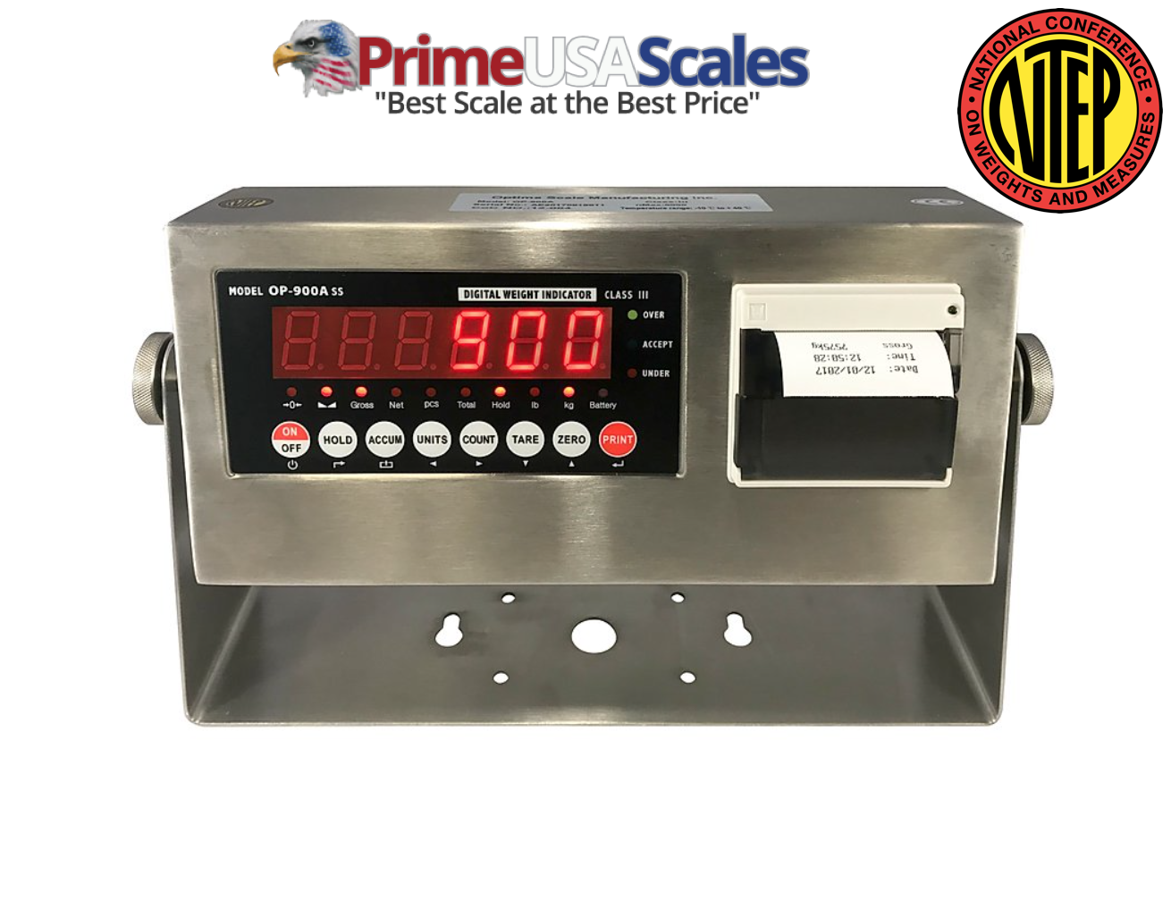 Prime USA PS-916 NTEP 40"x40" Floor Scale with Printer 5,000 lb x 1 lb 