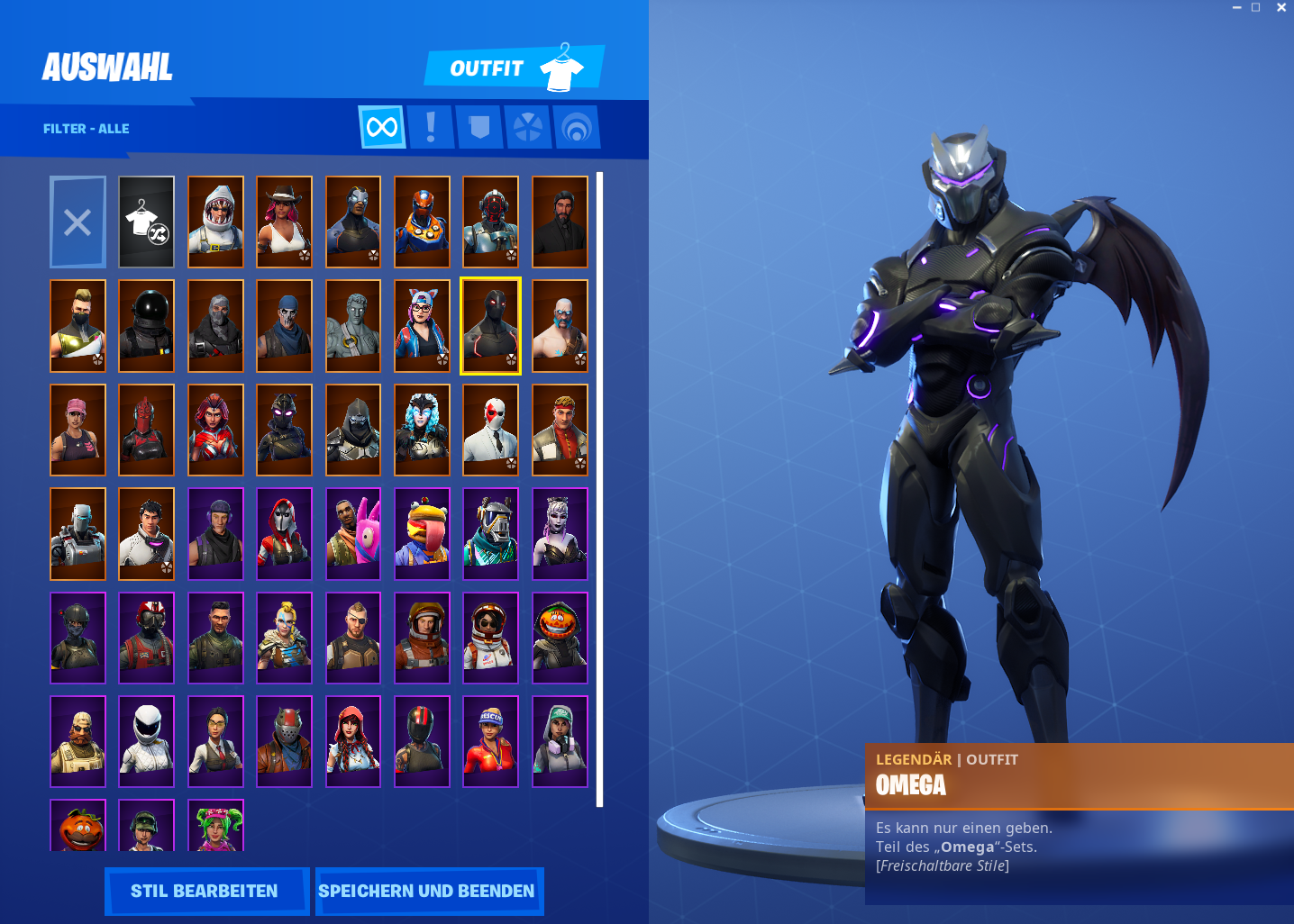 startseite - fortnite omega alle stufen