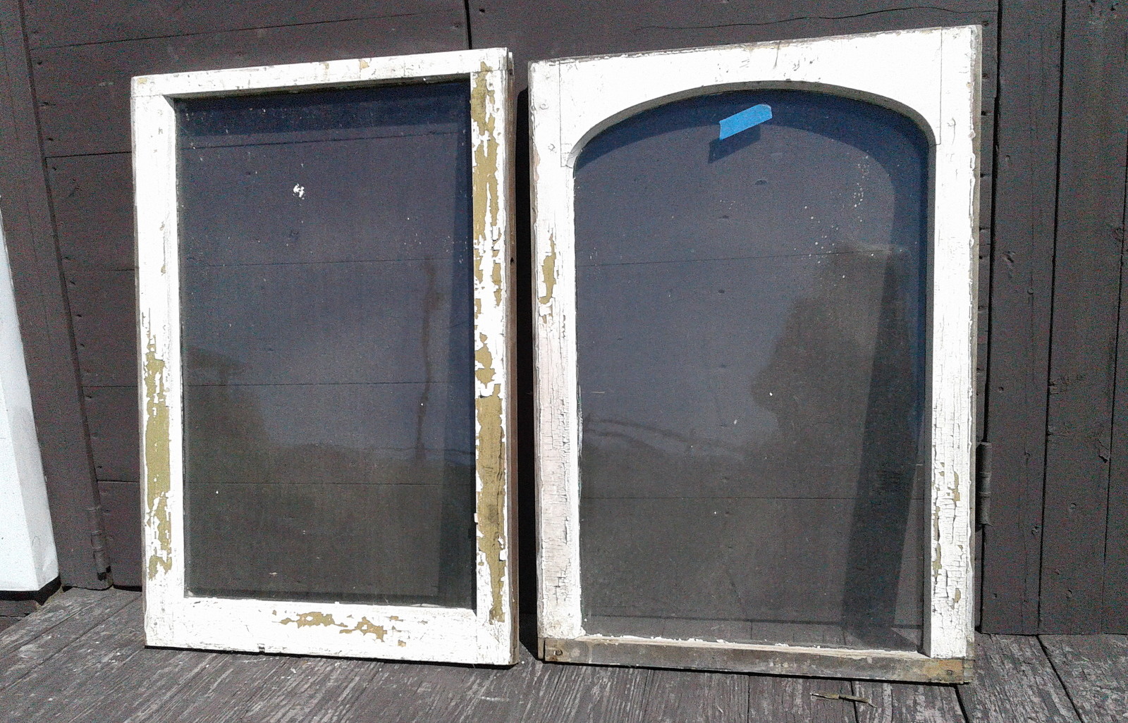Pair of Antique Architectural FARM HOUSE WINDOWS 2 Pane Sash 1880s Salvage Lot E