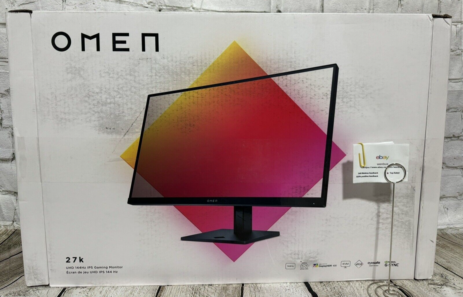 HP OMEN 27k UHD 144Hz Gaming Monitor, 4K UHD Display (3840 x
