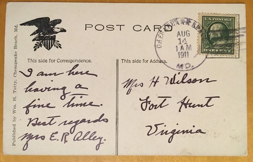 Old Chesapeake Beach, MD Postcard. The Arrival of Visitors from Baltimore. 1911