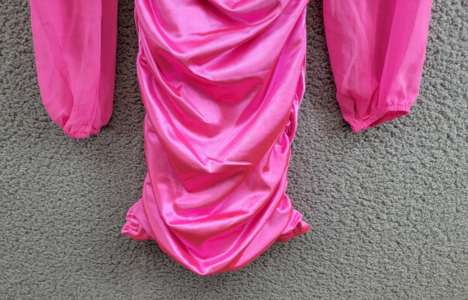 With Jules Long-Sleeve Ruched Dress Girls' L Bright Pink Straight Neck Pullover - Picture 12 of 16