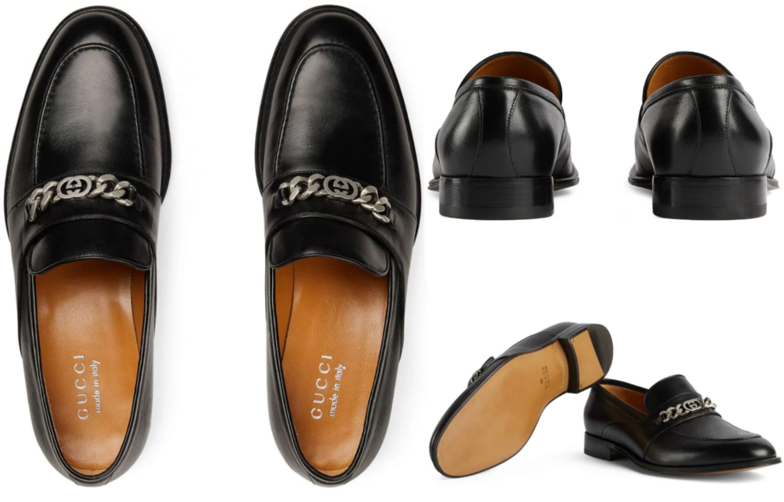 Pre-owned Gucci Chain Slip-on Loafers Sneakers Trainers Derby Shoes Moccasin Slippers 41 In Black