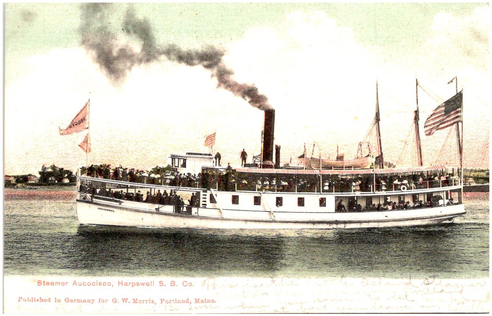 Aucocisco, Harpswell S.b. Co., Portland, Maine, Hand-colored