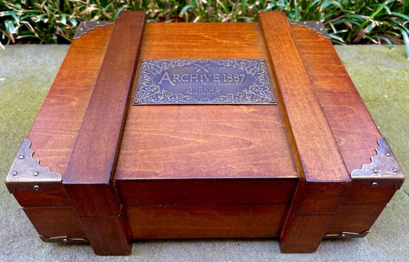 Gurkha Archive Natural Hardwood Empty Cigar Box, Brass hardware-Incredible Box!