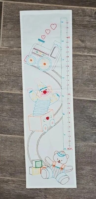 Handmade fabric embroidery childrens growth chart 