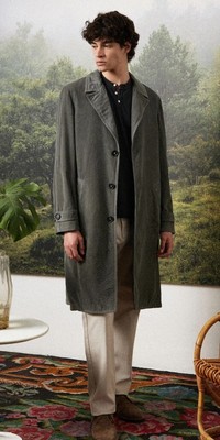 NWT Massimo Alba RAIN2 Needlecord Corduroy Dust Coat Smoke Gray Sz US 42 EU 52