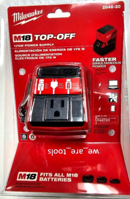 New In Pack Milwaukee M18 2846-20 Top Off 175 Watt Power Supply USB 18V Outlet