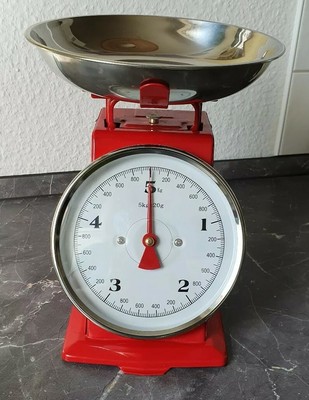 KÜCHENWAAGE „Nostalgie“ ROT RED RETRO HAUSHALTSWAAGE MECHANISCHE WAAGE