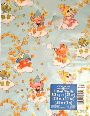 Vtg. Muppet Babies American Greetings 1 Sheet Gift Wrap 8.3 Sq.Ft.  Hanson