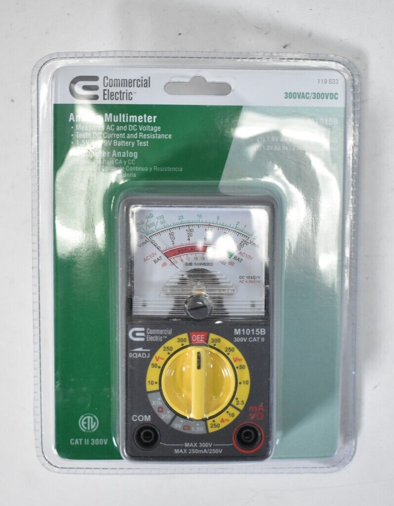 Commercial Electric Analog Multimeter Digital Series M1015B AC/DC