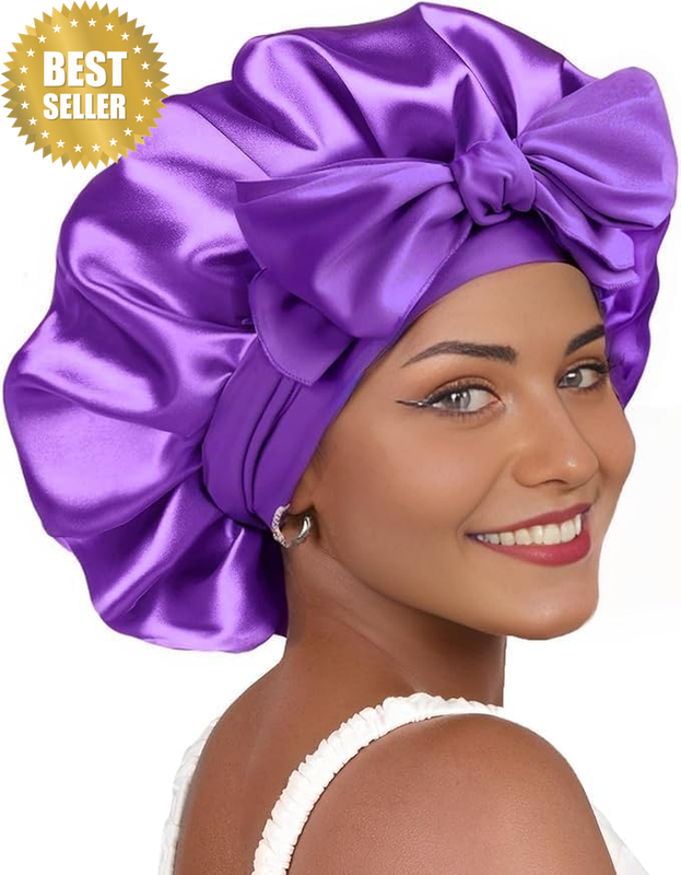 Satin Silk Bonnet Sleeping HYALURONIC Acid Satin Bonnet for Double Moisture Curl