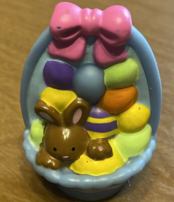Fisher Price Little People BLUE EASTER EGG BASKET Chocolate Bunny Rabbit EGGS