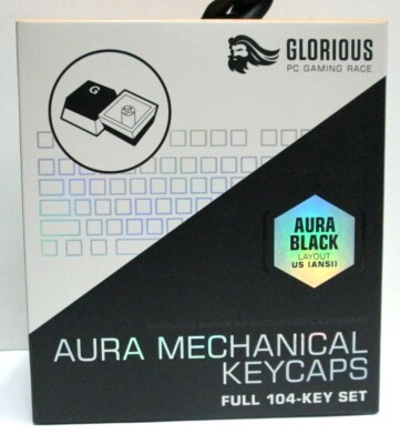 Glorious Gaming Aura Mechanical Pudding Keycaps Black 104 Key Set, ANSI Layout 