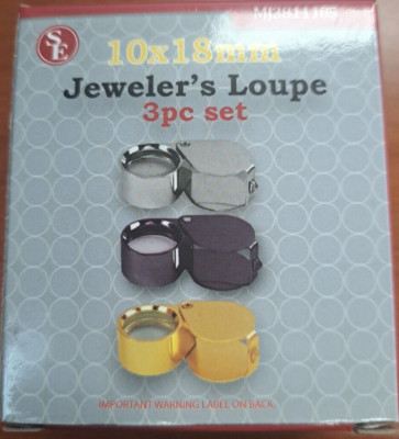 10X Jewelers Loupe Magnifying Glass Coin Magnifier Eye Loop  Jewelry 3 Pack