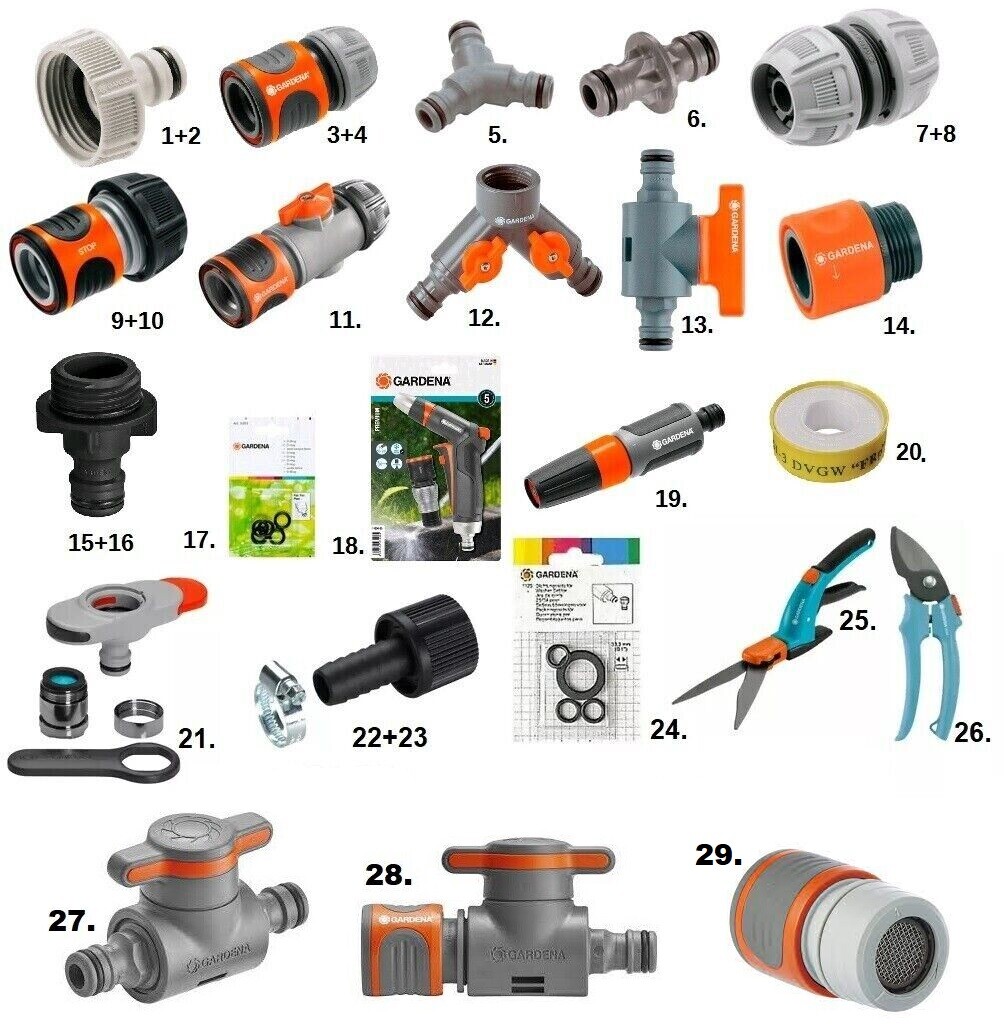 Gartenschlauch-Zubehör Set – Schlauchverbinder, Y-Stück, Hahnanschluss 1/2" & 3/4", Mit Wasserstop – Aus Robustem Kunststoff, Grün