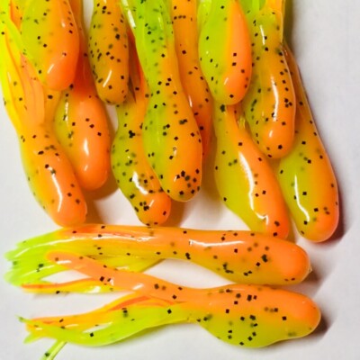 1 1//4 /" CRAPPIE CURL TAIL GRUBS 50 BODIES in YELLOW !