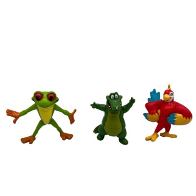 Vintage Rainforest Cafe Tree Frog Parrot Crocodile 3.5  Set Of 3 Figures 