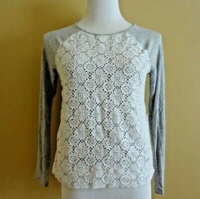 Girls Design History Gray/White Front Lace Top in size XL (14-16)