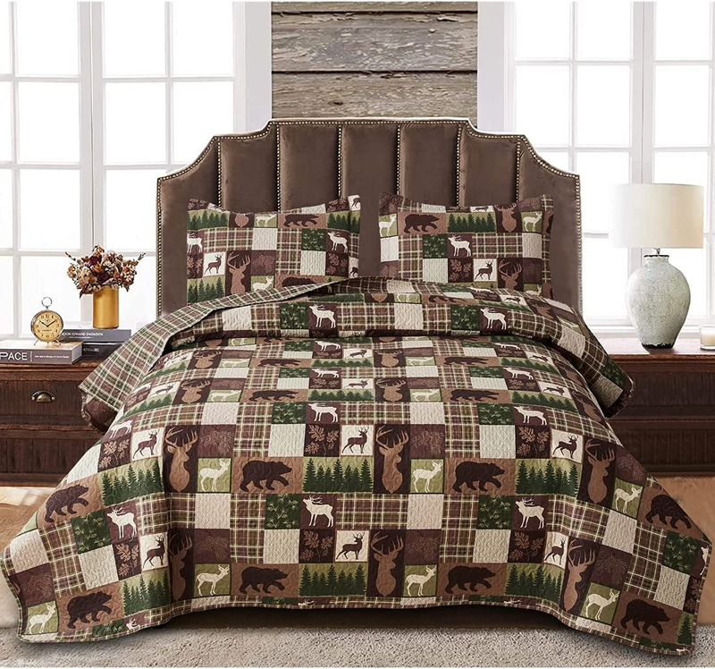 Full/queen Size Bedspread Coverlet Plaid Lodge Cabin