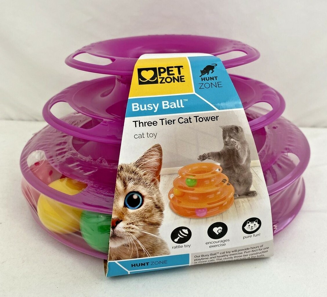 Pet Zone Busy Ball Three Tier Interactive Cat Toy Tower- Rattles
