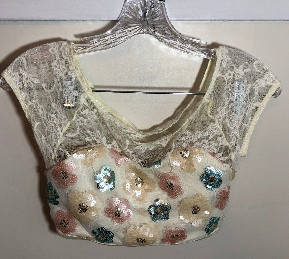 Weissman Dance Sequin and Lace Floral Top with Skirt  Style 7658 Size AS