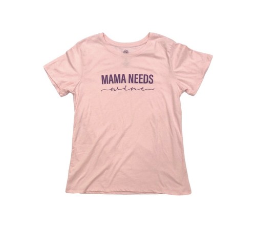 Positivitees Womens XL (16-18) T-Shirt MAMA NEEDS WINE Short