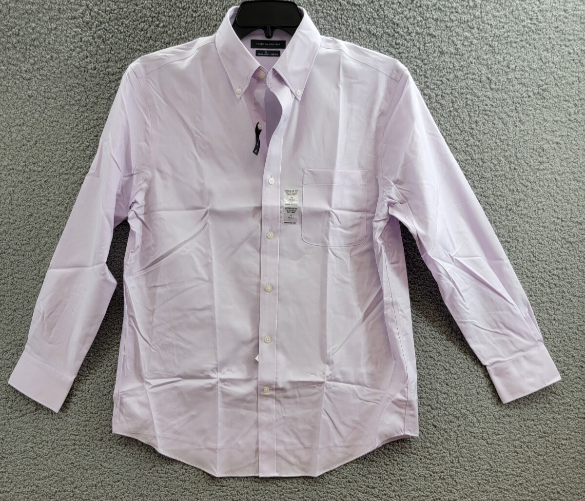 Tommy Hilfiger TH Flex Stretch Pinpoint Oxford Dress Shirt L 32/33 16 Lavender - Picture 2 of 18