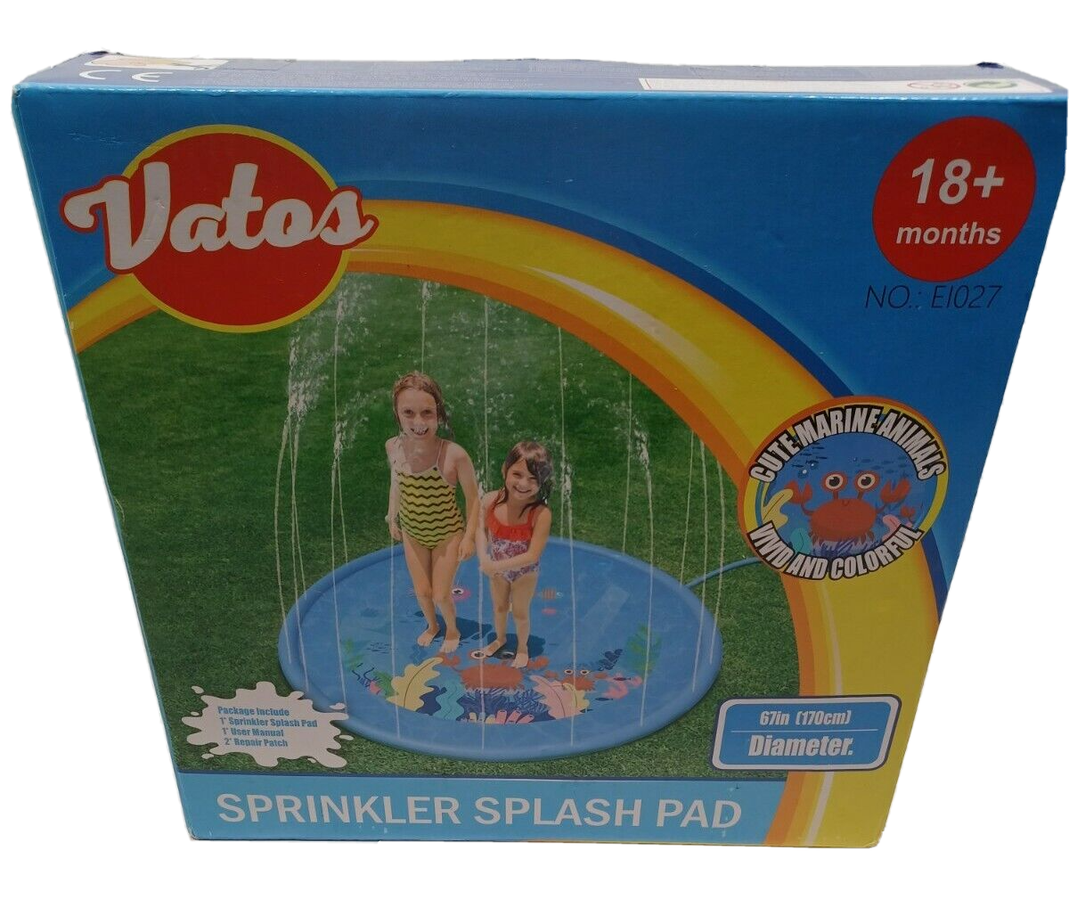Outdoor Inflatable Water Play Sprinkler Pad, Sprinkler for Kids, 67