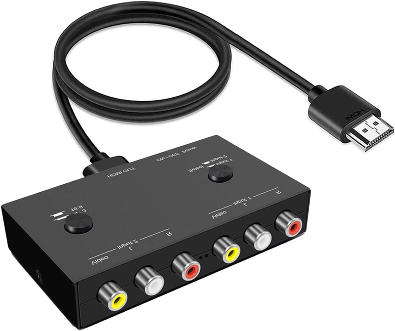 2AV to HDMI Converter Double RCA to HDMI Converter, 2 RCA Input 1HDMI Output Sup