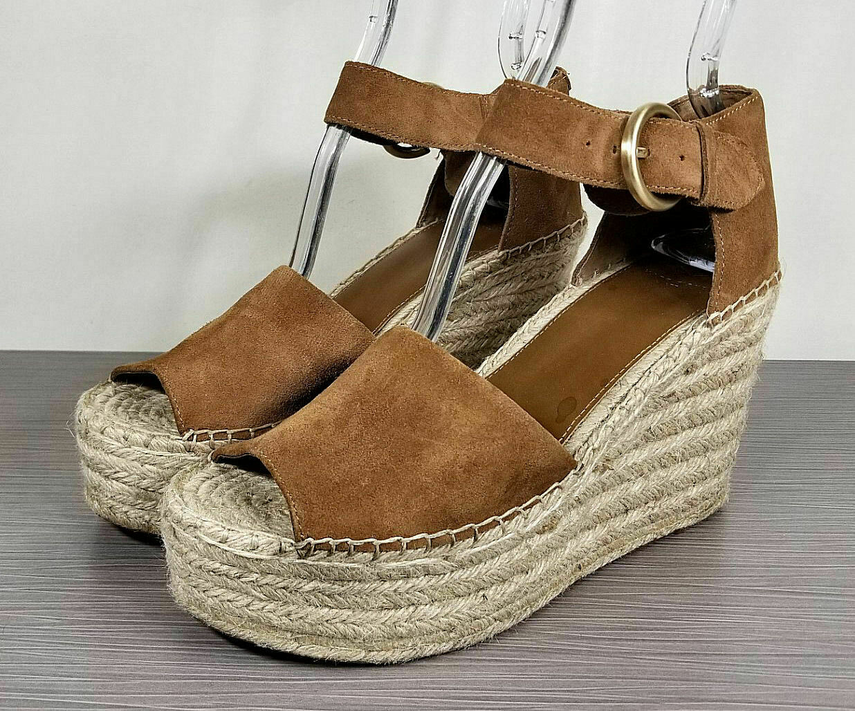 Marc Fisher LTD Alida Espadrille Platform Wedge, Brown Suede, Womens Size 9.5 M