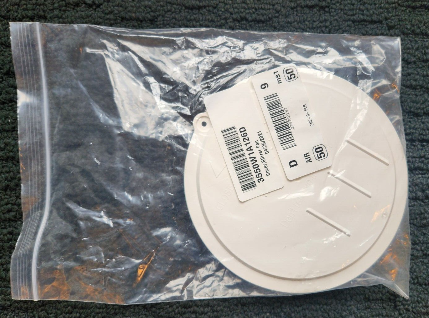 Genuine OEM LG Microwave Stirrer Fan Cover 3550W1A126D Location B1C