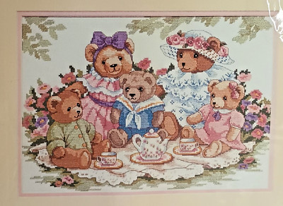 Cross Stitch Kit Teddy Bear Tea Party Victorian Dimensions Counted 3733