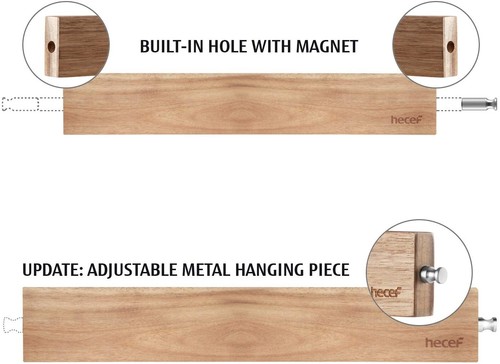 Hecef 12 inch Acacia Wood Strong Magnetic Knife Strip Rack Knife Holder for Wall
