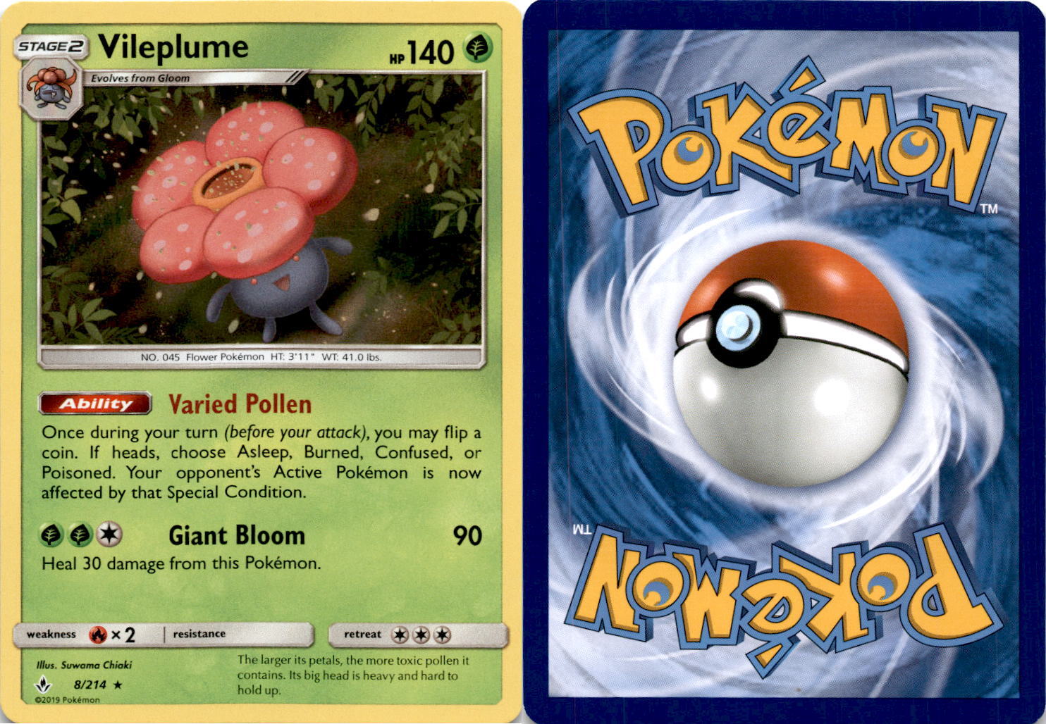 2019 Pokemon, Unbroken Bonds, #8/214 Vileplume, Holo Rare | eBay 2019 Pokemon, Unbroken Bonds, #8/214 Vileplume, Holo Rare | eBay