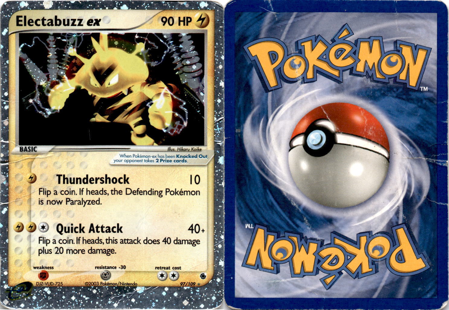 2003 Pokemon, EX Ruby & Sapphire, #97/109 Electabuzz, Holo Ultra Rare 2003 Pokemon, EX Ruby & Sapphire, #97/109 Electabuzz, Holo Ultra Rare