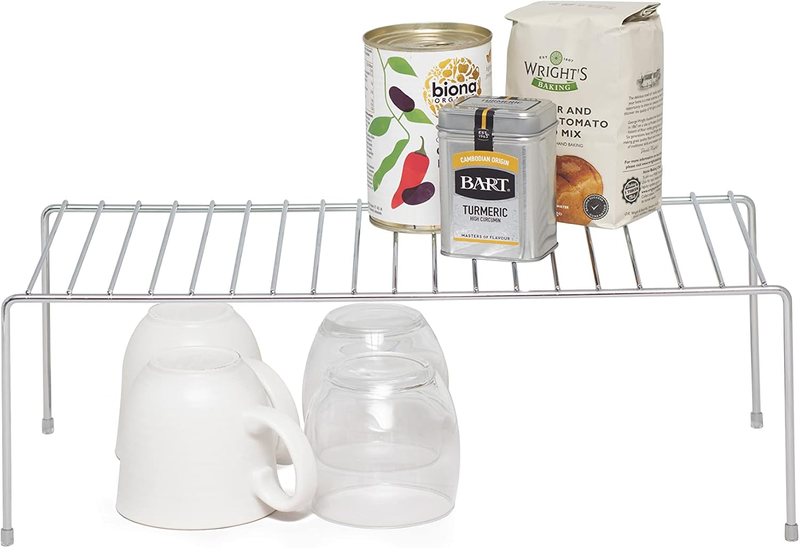 Simplywire Kitchen Cupboard Organizer - Chrome Steel Storage Shelf (1 Pack)