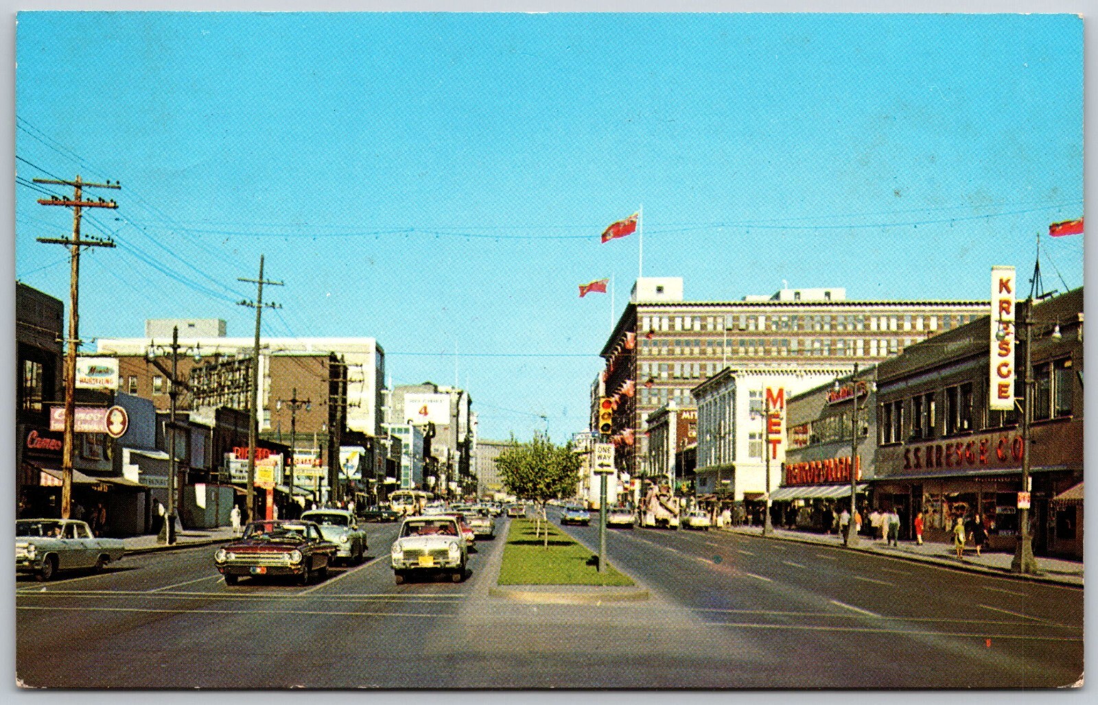 Winnipeg Manitoba CA Portage Avenue Looking East SS Kresge Store Postcard