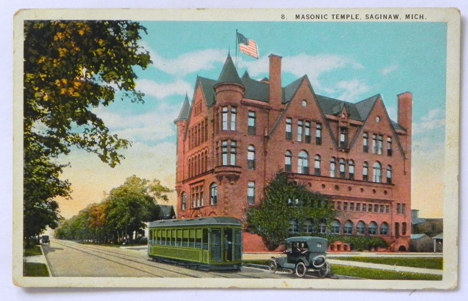 Masonic Temple, Saginaw, Mich 1917 and 1927 2 Postcards / stamps  C302
