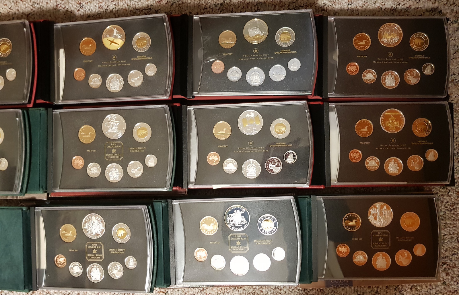 13 Proof Sets 2000 to 2011 Royal Canadian Mint each with COA