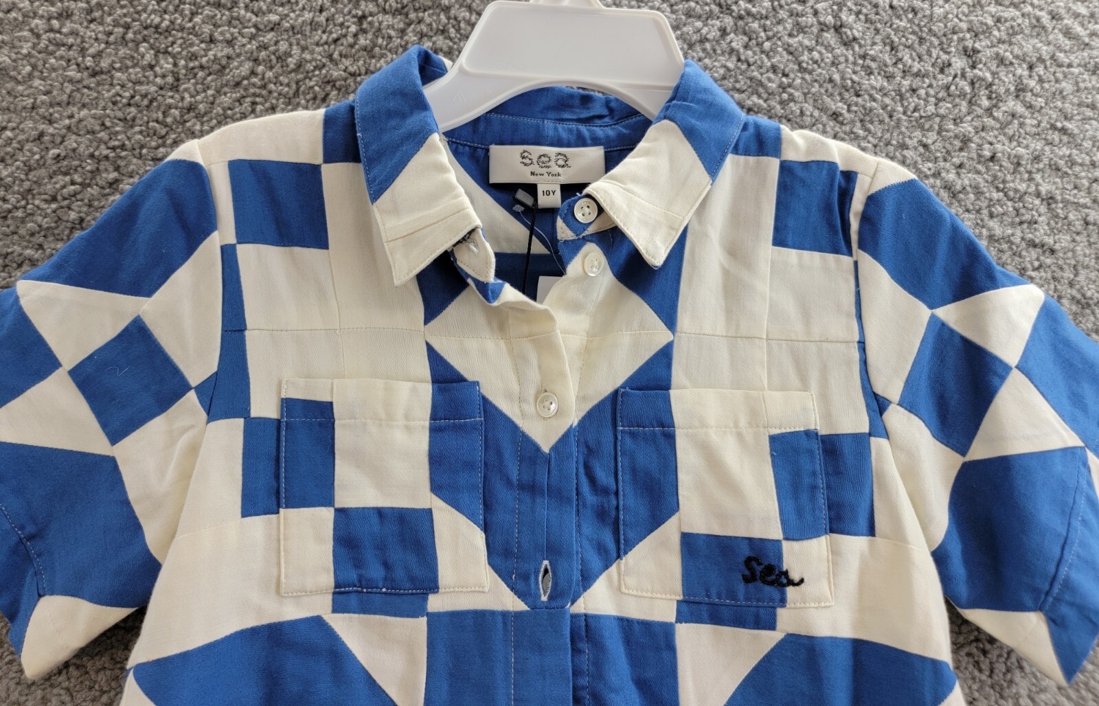 Sea Tanya Cotton Patchwork Button-Down Shirt Big Girls 10Y Multicolor - Picture 3 of 15