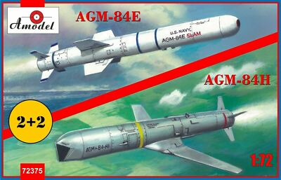 AGM-84E and AGM-84H Rockets On Trolleys, plastic kit scale 1/72 Amodel 72375