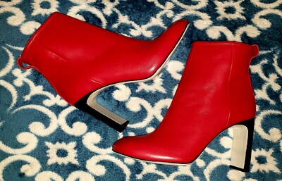 NEW RAG BONE ELLIS 595 VIBRANT RED LEATHER ANKLE BOOTS MADE IN
