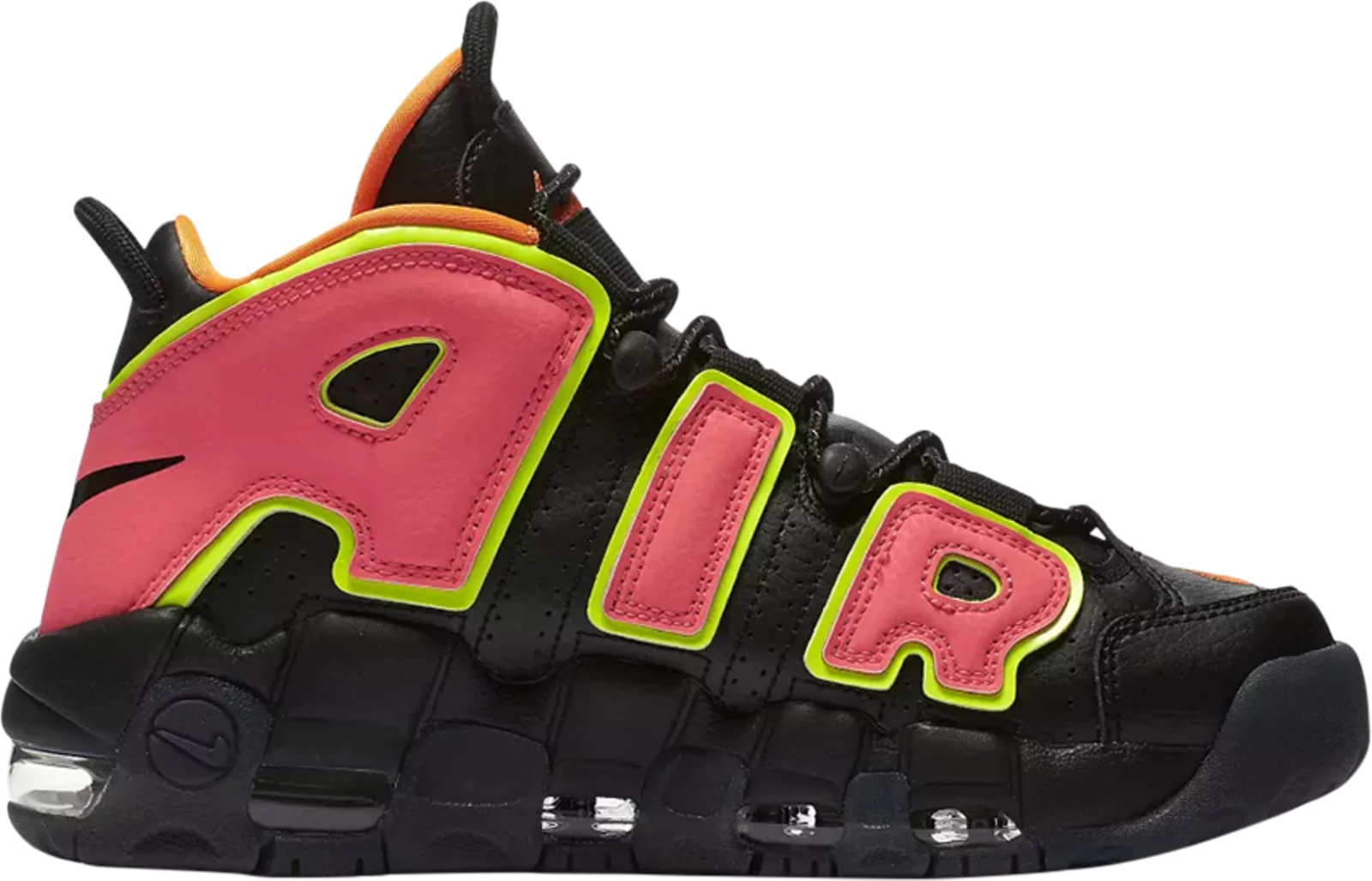 

Nike W Air More Uptempo Black Hot Punch Pink Volt Green 917593-002 женские 9,5, Черный, Nike Air More Uptempo