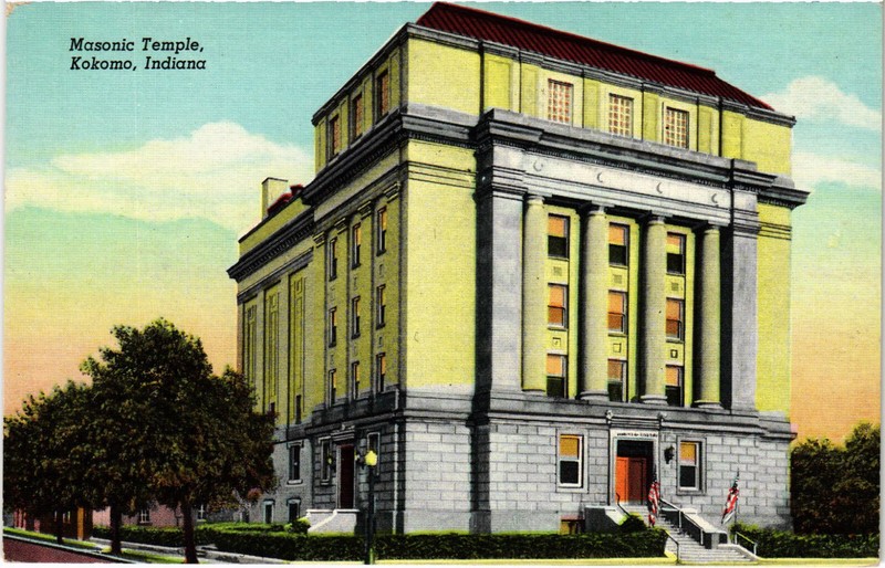 Pc Freemasonry, Masonic Temple, Kokomo, Indiana, Vintage Postcard (B56071)