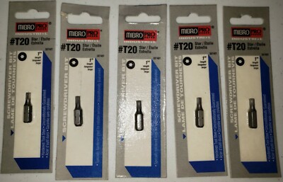 (5) MIBRO Pro Industrial 307401 Torx 1'' #T20 Star Bit 20mm, Lot of 5 Bits